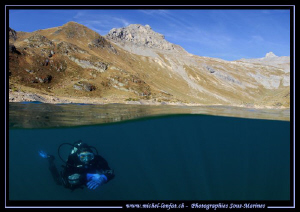 Caroline my wife... High Mountain Lake Altitude diving fr... by Michel Lonfat 